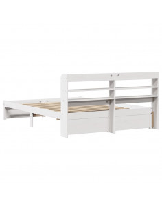 Giroletto con Testiera Bianco 150x200 cm Legno Massello di Pino 2