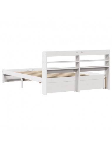 Giroletto con Testiera Bianco 150x200 cm Legno Massello di Pino