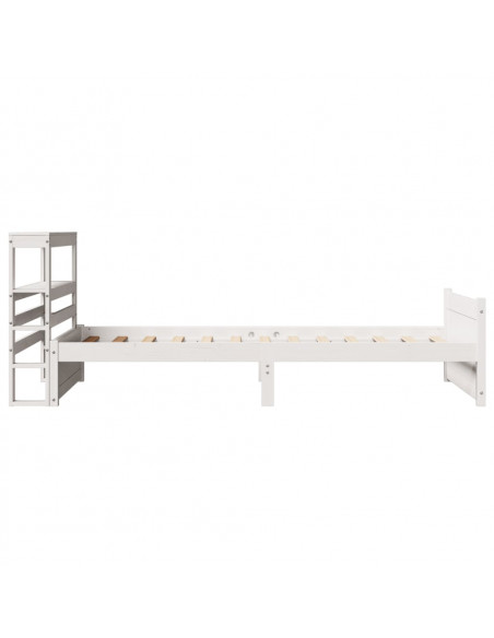 Giroletto con Testiera Bianco 75x190 cm Legno Massello di Pino