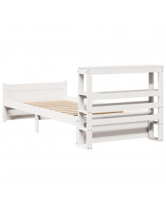 Giroletto con Testiera Bianco 75x190 cm Legno Massello di Pino 2