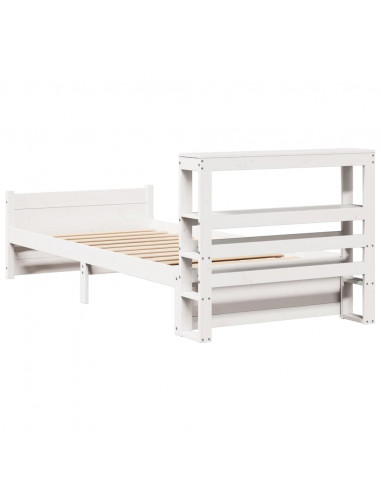 Giroletto con Testiera Bianco 75x190 cm Legno Massello di Pino