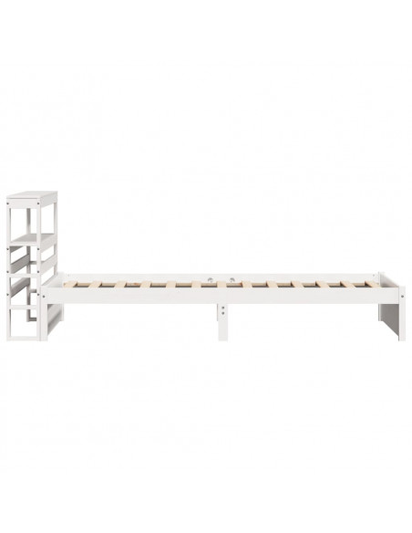 Giroletto con Testiera Bianco 75x190 cm Legno Massello di Pino
