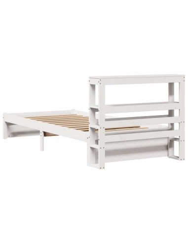 Giroletto con Testiera Bianco 75x190 cm Legno Massello di Pino