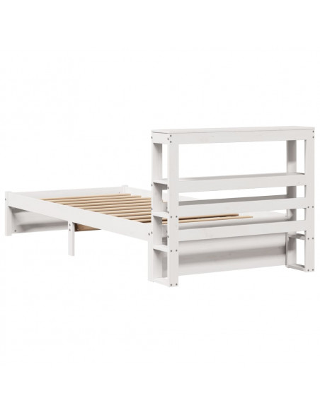Giroletto con Testiera Bianco 75x190 cm Legno Massello di Pino