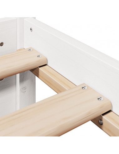 Giroletto con Testiera Bianco 75x190 cm Legno Massello di Pino