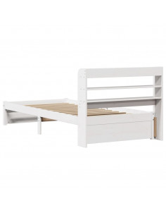 Giroletto con Testiera Bianco 75x190 cm Legno Massello di Pino 2