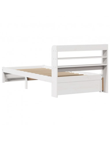 Giroletto con Testiera Bianco 75x190 cm Legno Massello di Pino