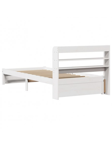 Giroletto con Testiera Bianco 75x190 cm Legno Massello di Pino