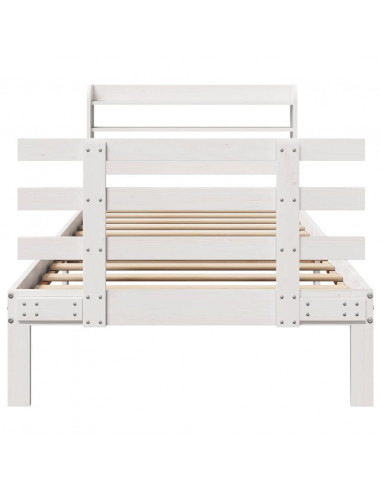 Giroletto con Testiera Bianco 75x190 cm Legno Massello di Pino