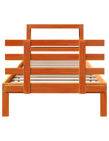 Giroletto con Testiera Marrone Cera 100x200 cm Massello Pino