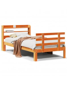 Giroletto con Testiera Marrone Cera 100x200 cm Massello Pino