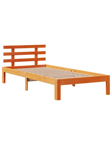 Giroletto con Testiera Marrone Cera 100x200 cm Massello Pino