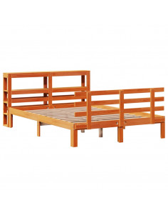 Giroletto con Testiera Marrone Cera 120x190 cm Massello Pino 2