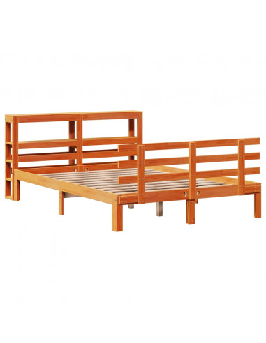 Giroletto con Testiera Marrone Cera 120x190 cm Massello Pino