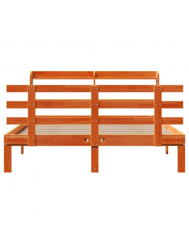 Giroletto con Testiera Marrone Cera 120x190 cm Massello Pino