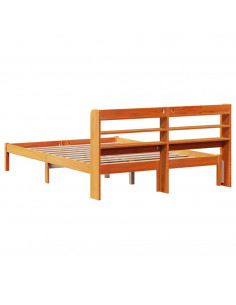 Giroletto con Testiera Marrone Cera 120x190 cm Massello Pino 2