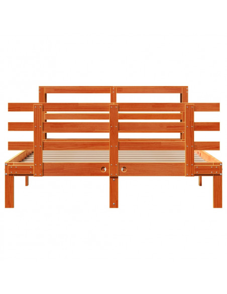 Giroletto con Testiera Marrone Cera 135x190 cm Massello Pino