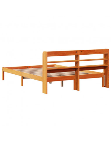 Giroletto con Testiera Marrone Cera 135x190 cm Massello Pino