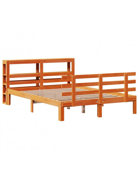 Giroletto con Testiera Marrone Cera 140x190 cm Massello Pino