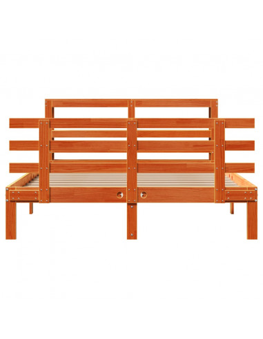 Giroletto con Testiera Marrone Cera 140x190 cm Massello Pino