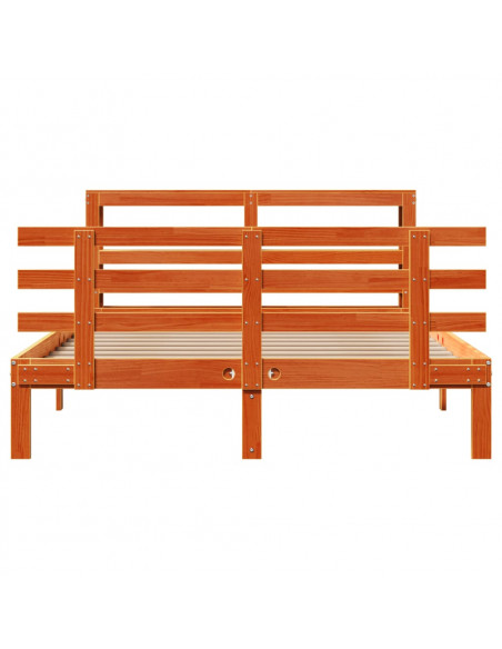 Giroletto con Testiera Marrone Cera 140x190 cm Massello Pino
