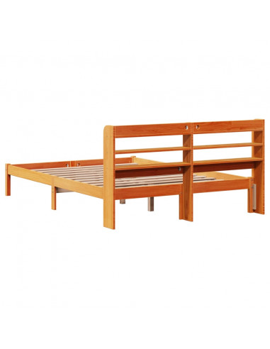 Giroletto con Testiera Marrone Cera 140x190 cm Massello Pino