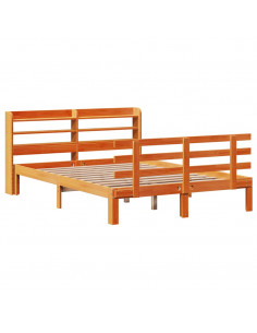 Giroletto con Testiera Marrone Cera 140x190 cm Massello Pino 2