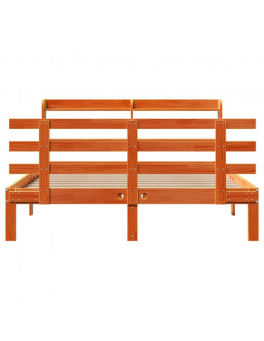 Giroletto con Testiera Marrone Cera 140x190 cm Massello Pino