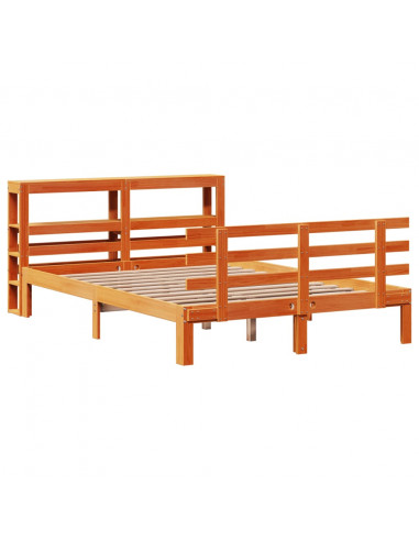 Giroletto con Testiera Marrone Cera 150x200 cm Massello Pino