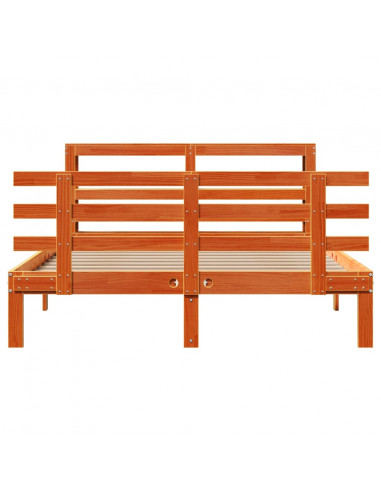 Giroletto con Testiera Marrone Cera 150x200 cm Massello Pino