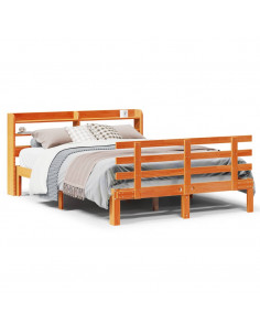 Giroletto con Testiera Marrone Cera 150x200 cm Massello Pino