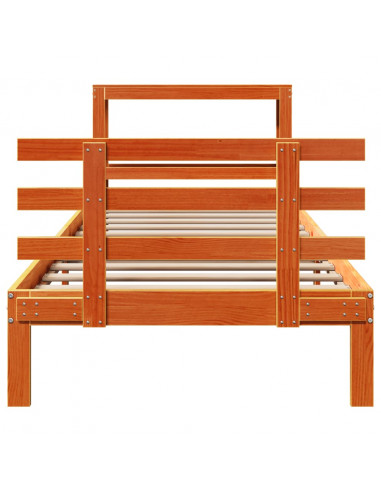 Giroletto con Testiera Marrone Cera 75x190 cm Massello Pino