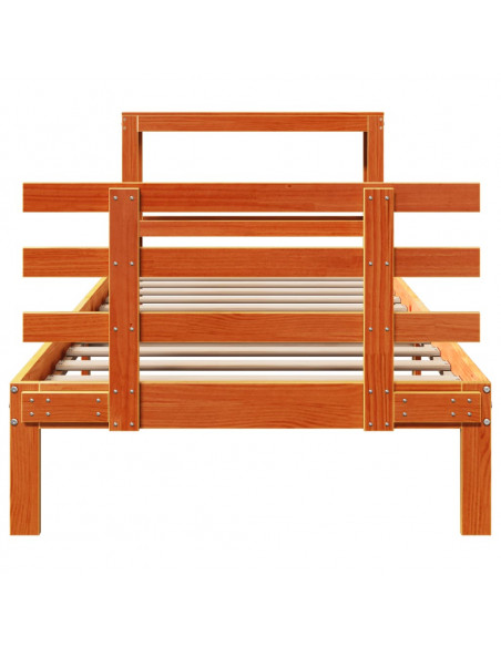 Giroletto con Testiera Marrone Cera 75x190 cm Massello Pino