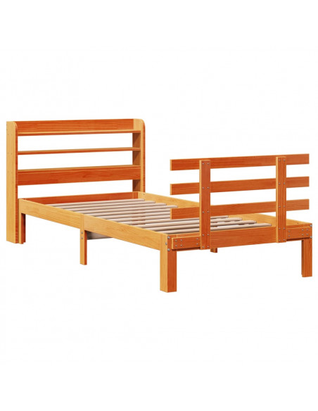 Giroletto con Testiera Marrone Cera 75x190 cm Massello Pino