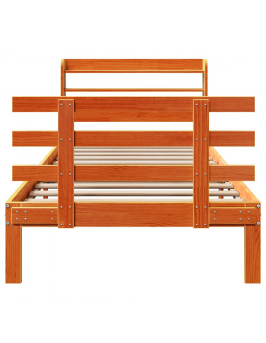 Giroletto con Testiera Marrone Cera 75x190 cm Massello Pino