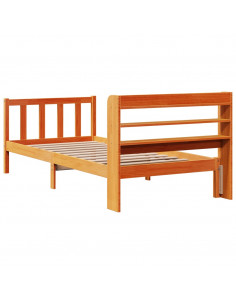 Giroletto con Testiera Marrone Cera 75x190 cm Massello Pino 2