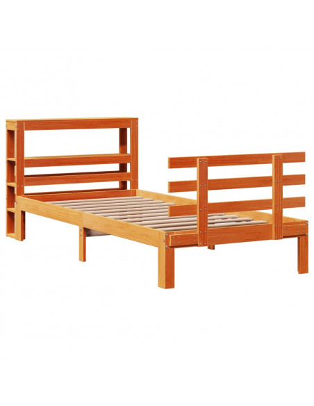 Giroletto con Testiera Marrone Cera 90x190 cm Massello Pino