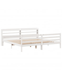 Giroletto con Testiera senza Materasso Bianco 200x200 cm 2