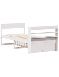 Giroletto senza Materasso Bianco 100x200 cm Legno Massello Pino 2