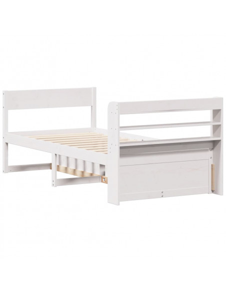 Giroletto senza Materasso Bianco 100x200 cm Legno Massello Pino