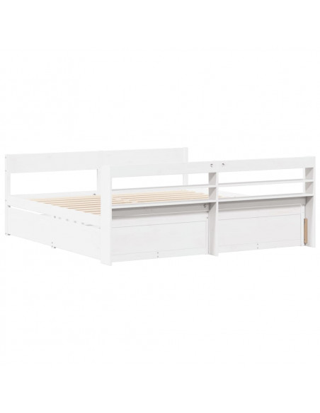 Giroletto senza Materasso Bianco 200x200 cm Legno Massello Pino