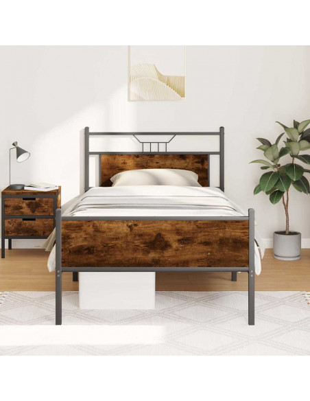 Giroletto senza Materasso Rovere Fumo 100x190 cm in Truciolato