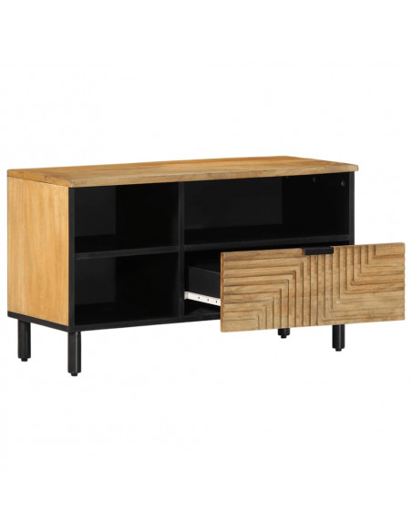 Mobile Porta TV Marrone 80x33x46 cm in Legno Massello di Mango