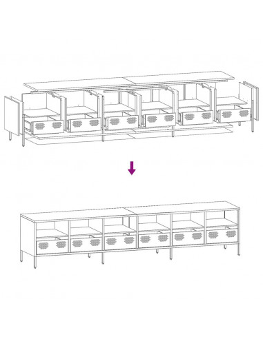 Mobile TV Antracite 202x39x43,5 cm Acciaio Laminato a Freddo