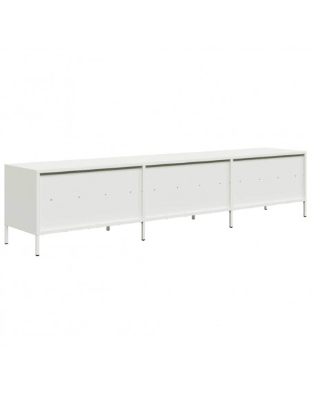 Mobile TV Bianco 202x39x43,5 cm in Acciaio Laminato a Freddo