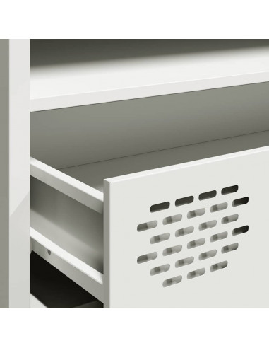 Mobile TV Bianco 202x39x43,5 cm in Acciaio Laminato a Freddo