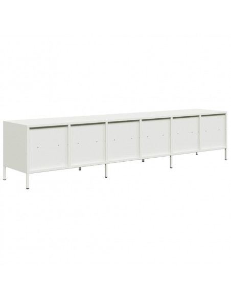 Mobile TV Bianco 202x39x43,5 cm in Acciaio Laminato a Freddo