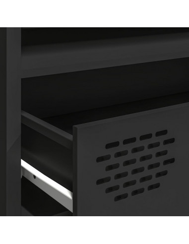 Mobile TV Nero 202x39x43,5 cm in Acciaio Laminato a Freddo