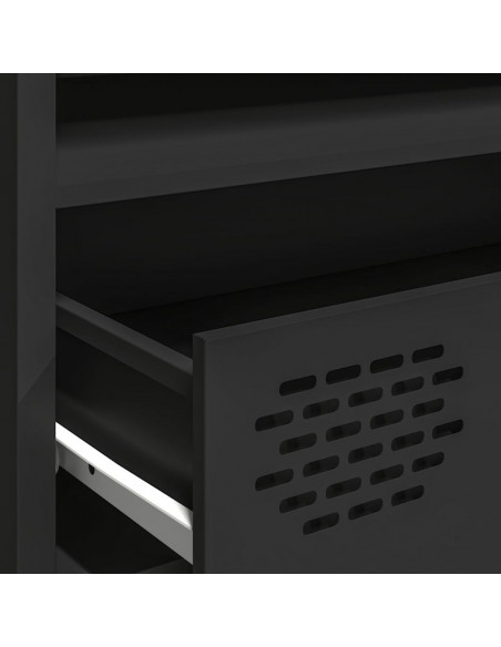 Mobile TV Nero 202x39x43,5 cm in Acciaio Laminato a Freddo