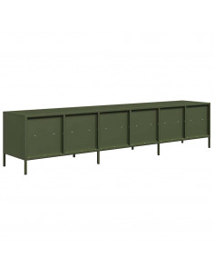 Mobile TV Verde Oliva 202x39x43,5 cm Acciaio Laminato a Freddo